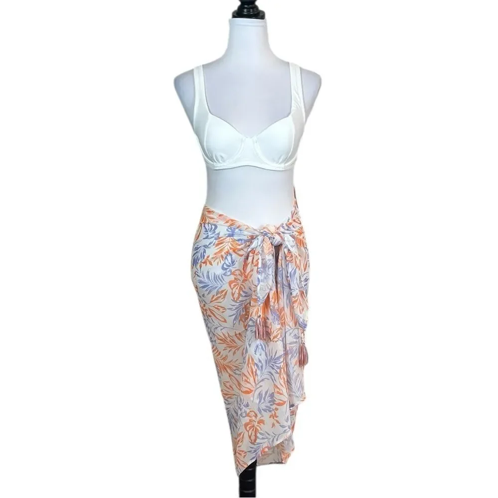 Lucky Brand Orange And Purple Swim Sarong Coverup Wrap, OSFM, NWT‎